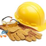 various type of protective workwears against white background